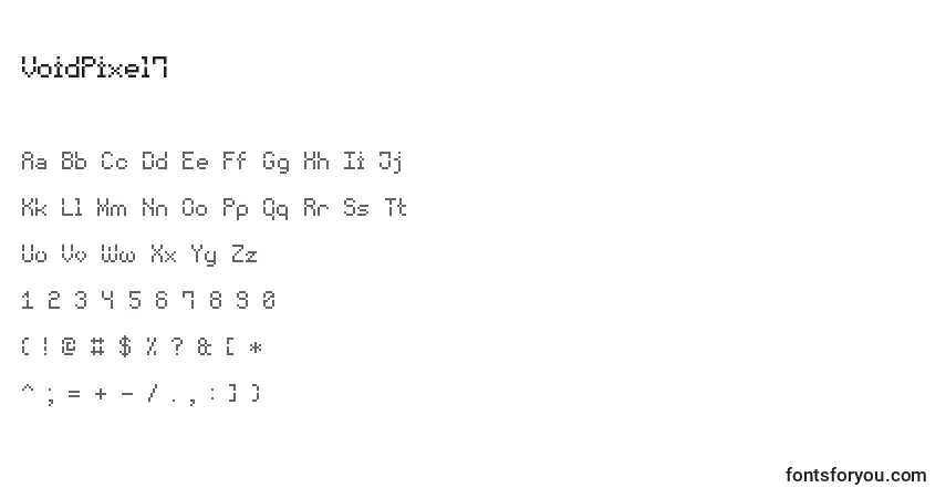 Czcionka VoidPixel7 – alfabet, cyfry, specjalne znaki
