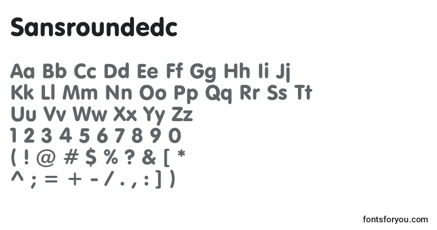 A fonte Sansroundedc – alfabeto, números, caracteres especiais