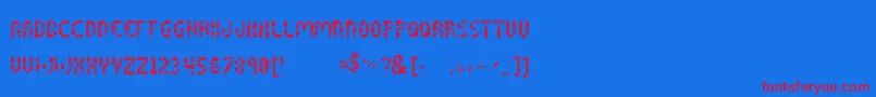 ShatteredPixelsByNarathira Font – Red Fonts on Blue Background