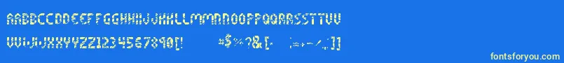 ShatteredPixelsByNarathira Font – Yellow Fonts on Blue Background
