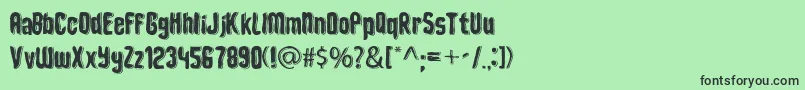 フォントDepthOfToonizmFont – 緑の背景に黒い文字