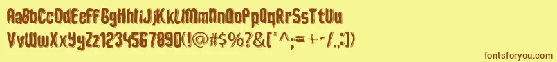 DepthOfToonizmFont Font – Brown Fonts on Yellow Background