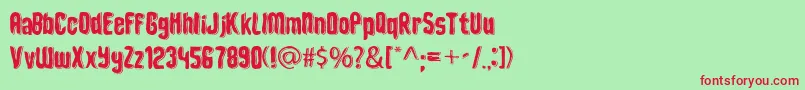 Шрифт DepthOfToonizmFont – красные шрифты на зелёном фоне