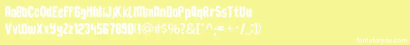 Шрифт DepthOfToonizmFont – белые шрифты на жёлтом фоне