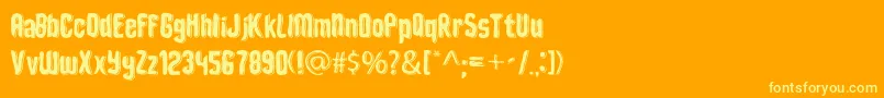 DepthOfToonizmFont-Schriftart – Gelbe Schriften auf orangefarbenem Hintergrund