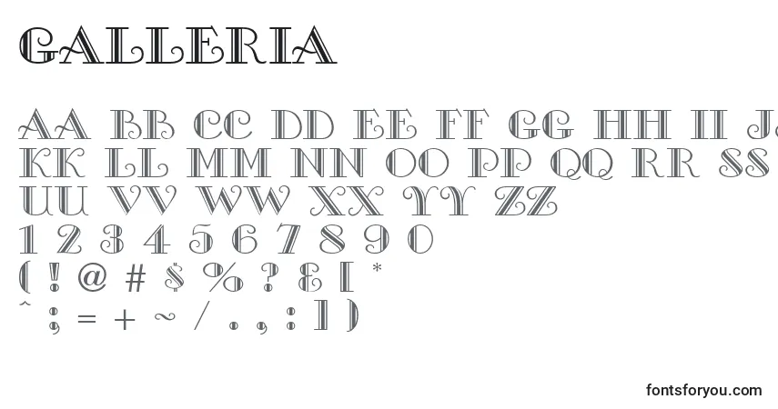 Czcionka Galleria – alfabet, cyfry, specjalne znaki