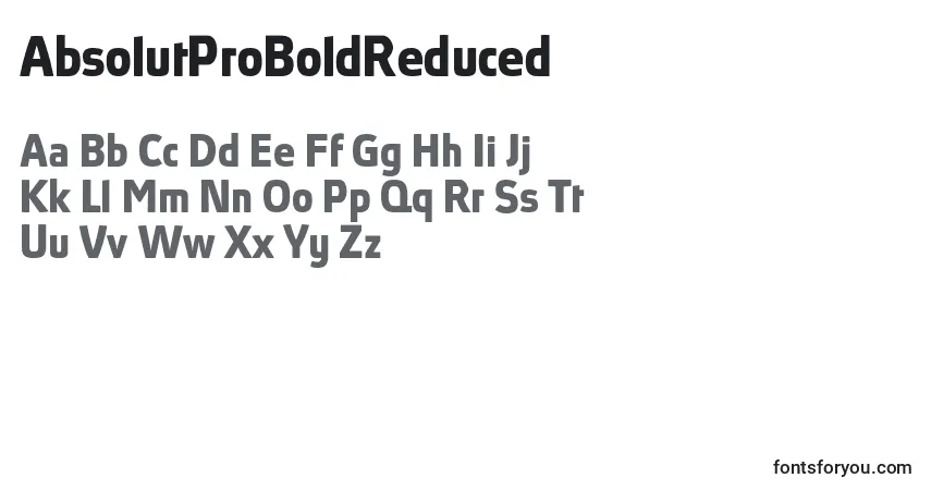 Schriftart AbsolutProBoldReduced (114673) – Alphabet, Zahlen, spezielle Symbole