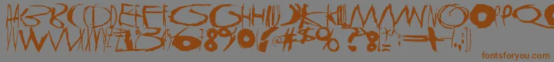 フォントTasapainoaistiHuimaus – 茶色の文字が灰色の背景にあります。