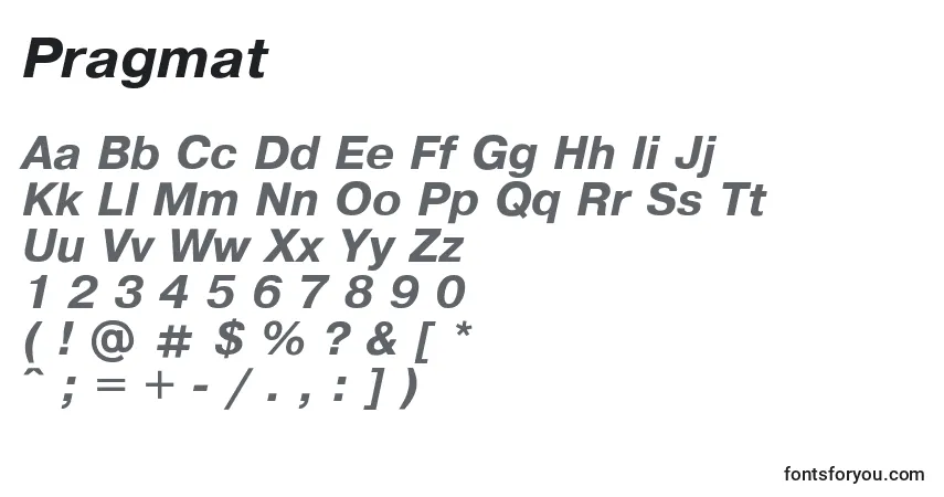 Czcionka Pragmat – alfabet, cyfry, specjalne znaki
