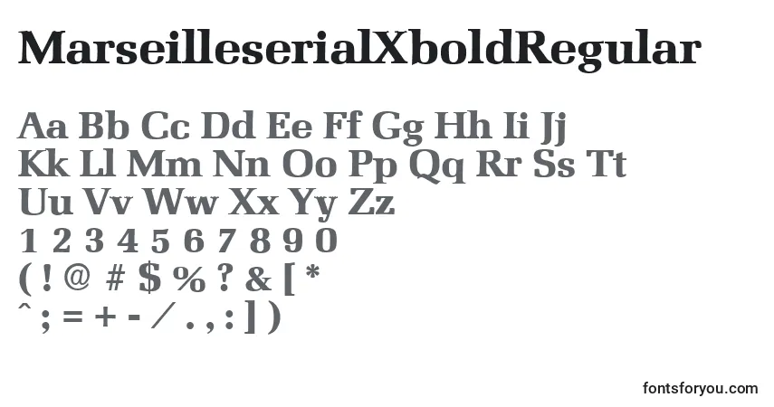A fonte MarseilleserialXboldRegular – alfabeto, números, caracteres especiais