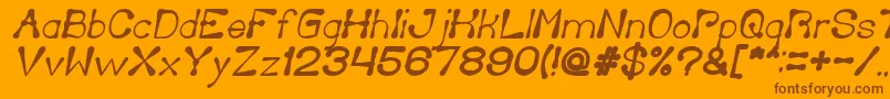 DeliciousKetchupBoldItalic-Schriftart – Braune Schriften auf orangefarbenem Hintergrund