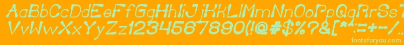 DeliciousKetchupBoldItalic-Schriftart – Grüne Schriften auf orangefarbenem Hintergrund