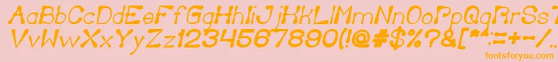 DeliciousKetchupBoldItalic-Schriftart – Orangefarbene Schriften auf rosa Hintergrund