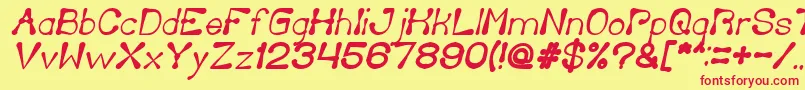 DeliciousKetchupBoldItalic Font – Red Fonts on Yellow Background