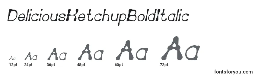 Размеры шрифта DeliciousKetchupBoldItalic