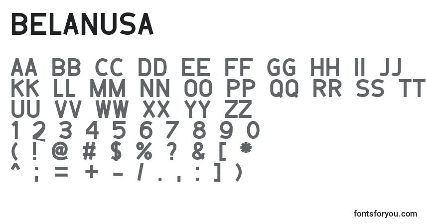 Шрифт Belanusa – алфавит, цифры, специальные символы