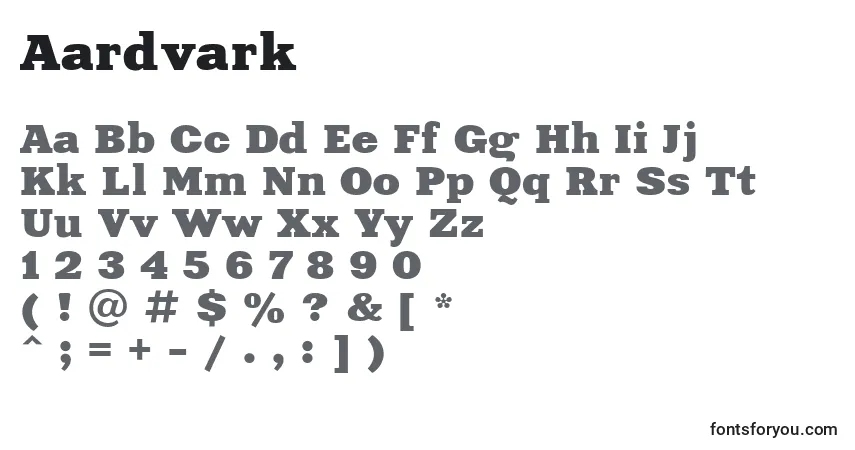 Aardvark-fontti – aakkoset, numerot, erikoismerkit