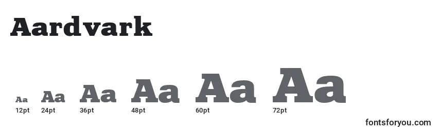 Размеры шрифта Aardvark