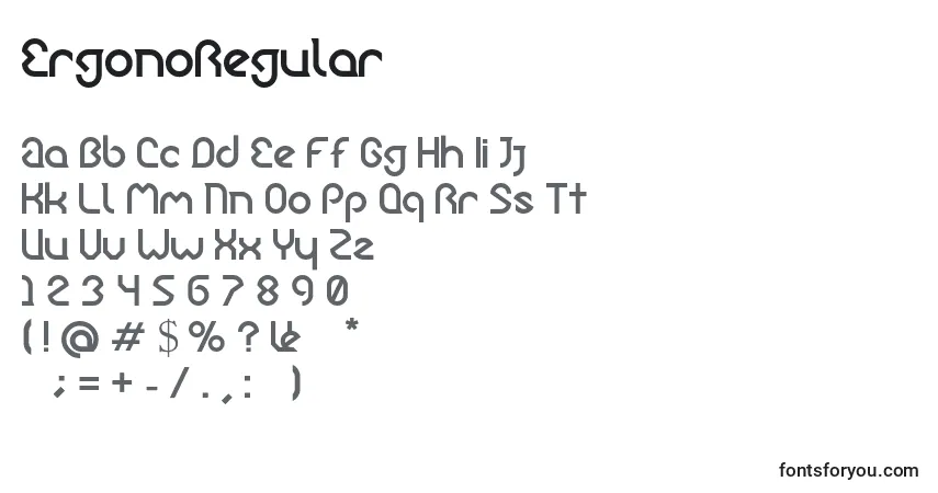 Шрифт ErgonoRegular – алфавит, цифры, специальные символы