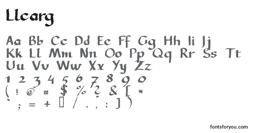 A fonte Llcarg – alfabeto, números, caracteres especiais