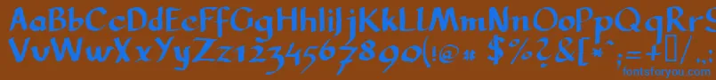 フォントLlcarg – 茶色の背景に青い文字