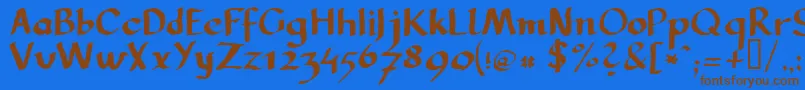 Llcarg Font – Brown Fonts on Blue Background