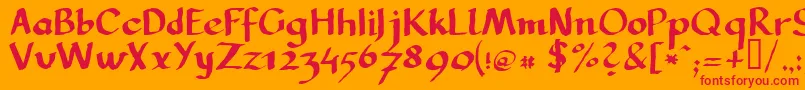 フォントLlcarg – オレンジの背景に赤い文字