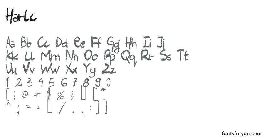 A fonte Harlc – alfabeto, números, caracteres especiais