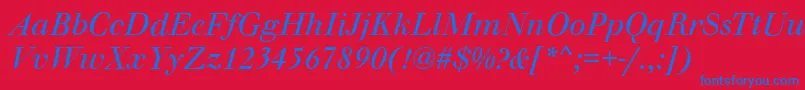 WalbaumOriginalItalic Font – Blue Fonts on Red Background