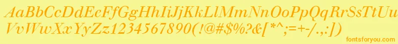 WalbaumOriginalItalic Font – Orange Fonts on Yellow Background