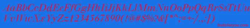 WalbaumOriginalItalic-Schriftart – Rote Schriften auf blauem Hintergrund