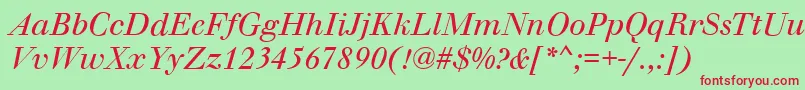 WalbaumOriginalItalic Font – Red Fonts on Green Background