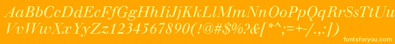 WalbaumOriginalItalic Font – Yellow Fonts on Orange Background