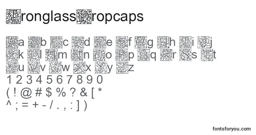 Czcionka IronglassDropcaps – alfabet, cyfry, specjalne znaki
