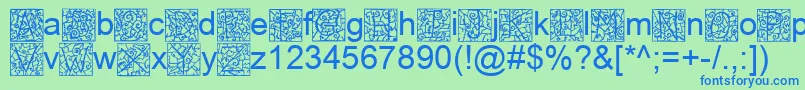 Police IronglassDropcaps – polices bleues sur fond vert