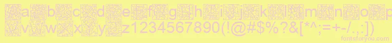 IronglassDropcaps Font – Pink Fonts on Yellow Background