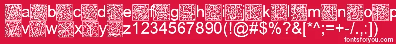 フォントIronglassDropcaps – 赤い背景に白い文字