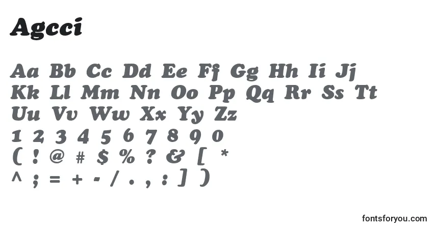 Schriftart Agcci – Alphabet, Zahlen, spezielle Symbole