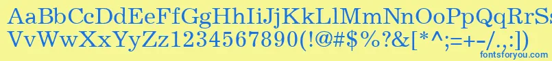 Więcej informacji o czcionce ExemplaryRegularDb Czcionka ExemplaryRegularDb – niebieskie czcionki na żółtym tle