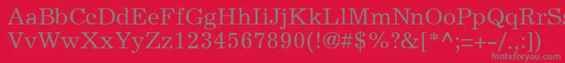 ExemplaryRegularDb-Schriftart – Graue Schriften auf rotem Hintergrund