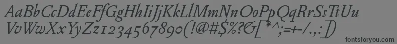 フォントPentagrammeosfItalic – 黒い文字の灰色の背景