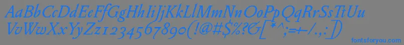 PentagrammeosfItalic-Schriftart – Blaue Schriften auf grauem Hintergrund