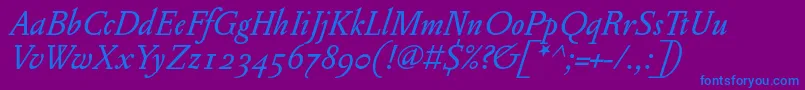 More about PentagrammeosfItalic Font PentagrammeosfItalic Font – Blue Fonts on Purple Background