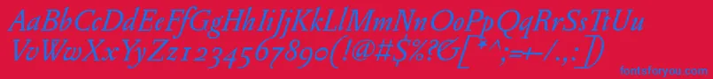 Шрифт PentagrammeosfItalic – синие шрифты на красном фоне