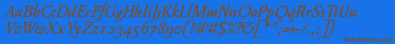 PentagrammeosfItalic Font – Brown Fonts on Blue Background