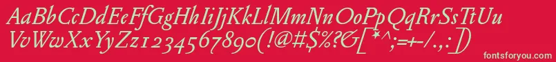 PentagrammeosfItalic Font – Green Fonts on Red Background