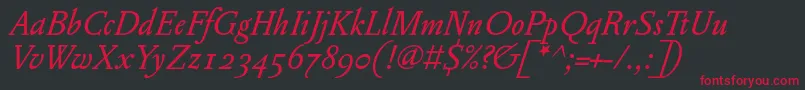 PentagrammeosfItalic Font – Red Fonts on Black Background