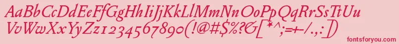 PentagrammeosfItalic Font – Red Fonts on Pink Background