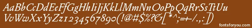 フォントPentagrammeosfItalic – 茶色の背景に白い文字