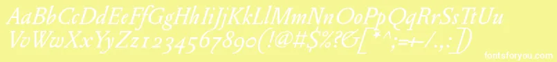 PentagrammeosfItalic Font – White Fonts on Yellow Background